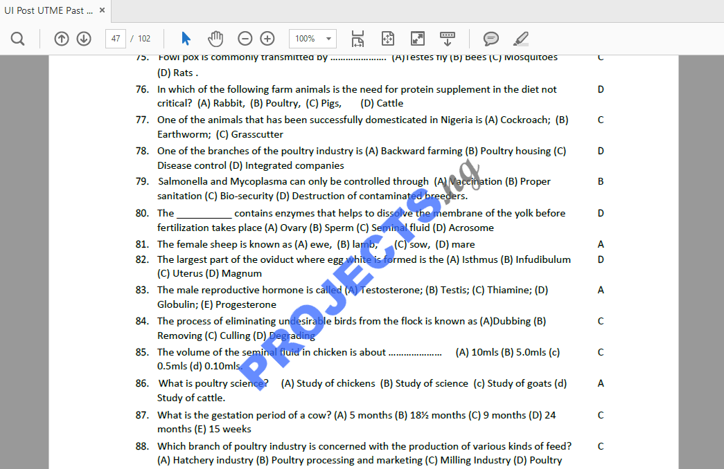 UI Post-UTME Past Questions and Answers PDF