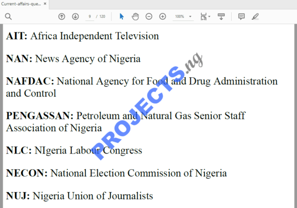 Nigeria Current Affairs 2018 Questions and Answers PDF